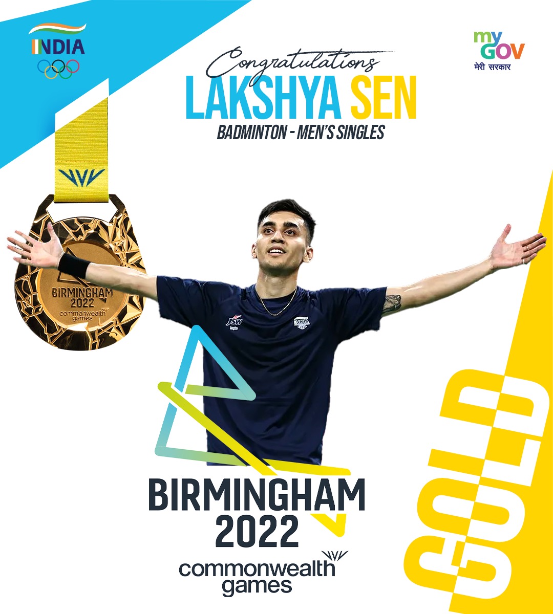 SEN - SATIONAL 🥇 clinched by @lakshya_sen in an absolute classic at Birmingham!

In his debut at #CWG2022 🏸 , the 20 year-old boy records the 20th GOLD ⭐ for India 🇮🇳

LAKSHYA Achieved❤️
#YuvaShakti
#CheerForIndia