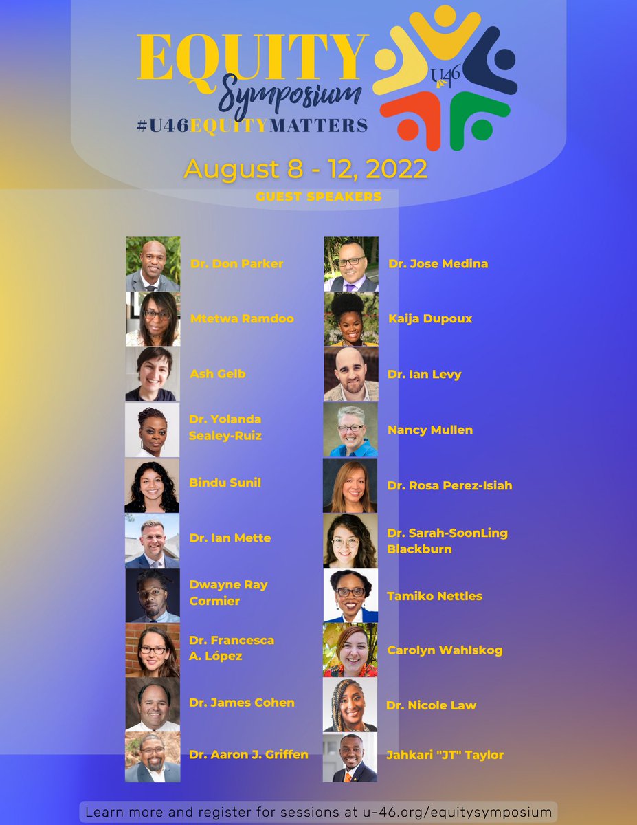 School District U-46 (@sdu46) on Twitter photo It’s here! Today we kickoff our 2nd Annual U-46 Equity Symposium, a weeklong series of virtual sessions focused on three learning themes - multicultural education, social justice, and critical love. Make sure to follow us: #U46EquitySymposium and <a href="/U46EquityMatte1/">@U46EquityMatters</a> It’s here! Today we kickoff our 2nd Annual U-46 Equity Symposium, a weeklong series of virtual sessions focused on three learning themes - multicultural education, social justice, and critical love. Make sure to follow us: #U46EquitySymposium and <a href="/U46EquityMatte1/">@U46EquityMatters</a>
