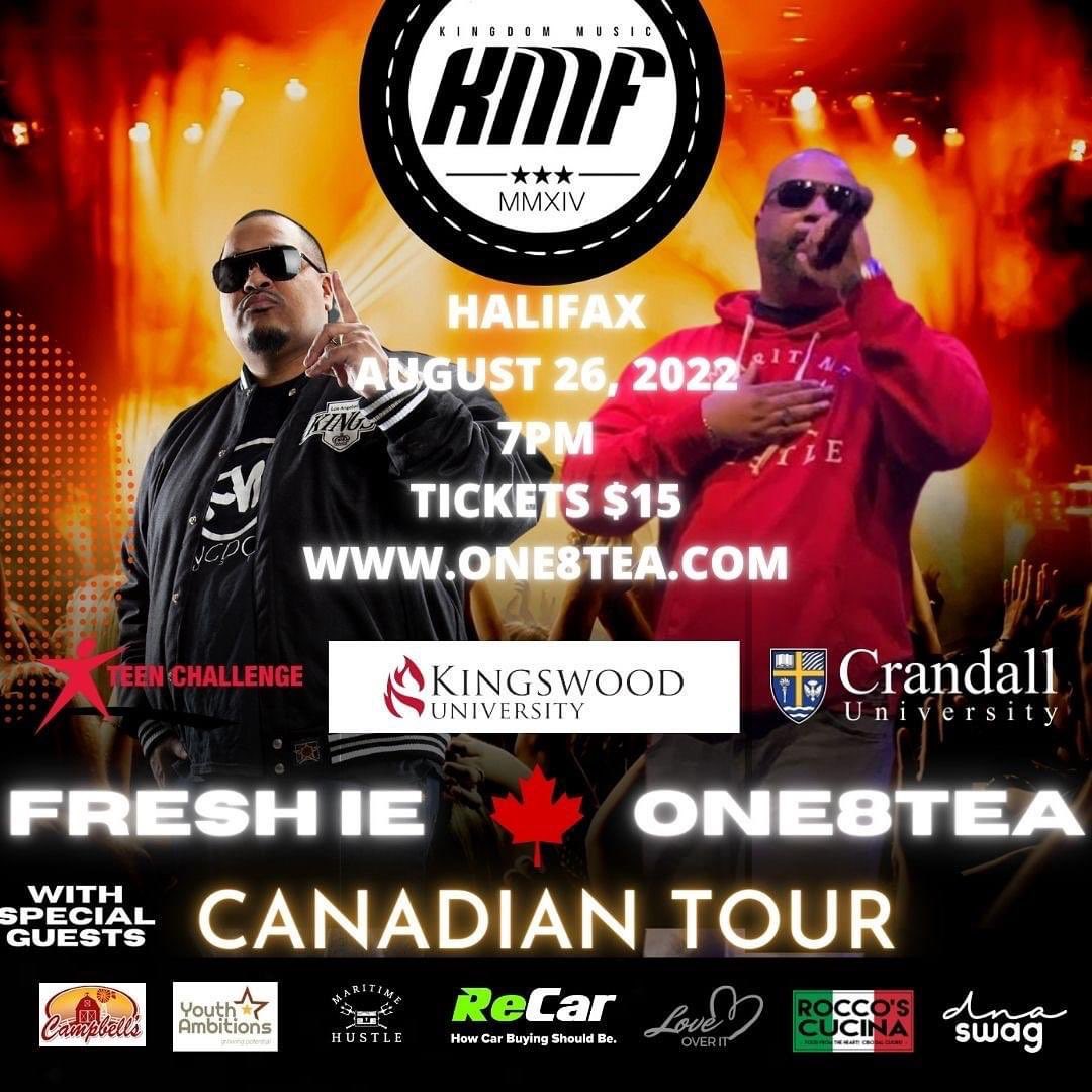 Another amazing concert at <a href="/FGC_Halifax/">FGCHalifax</a> on 26 Aug! Fresh IE and <a href="/One8Tea/">One8Tea Ministries</a> will be putting on an epic show that you do not want to miss as they start their cross Canada tour! Get your tix’s today at One8tea.com #halifax #halifaxevents #concerts
