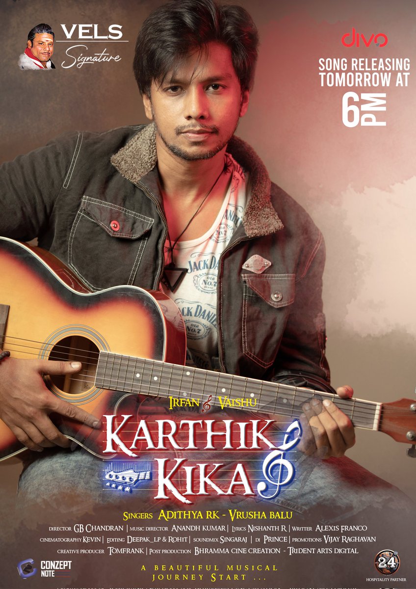 VELS Signature (@velssignature) on Twitter photo Get ready guys π₯
Our Musical short film "Karthik πΌ Kika" releasing Tomorrow at 6 PM. Stay tuned π
Directed by <a href="/gbchandran24/">Balachandran</a> π¬
<a href="/actorirfan/">irfan</a> #Vaishu <a href="/AdithyarkM/">Adithya Rk</a> #VrushaBalu #AnandhKumar #VelsSignature <a href="/ConzeptNoteOff/">Conzept Note</a> <a href="/Ashkum19/">Ashwin Kumar</a> <a href="/DoneChannel1/">Done Channel</a> <a href="/agscinemas/">AGS Cinemas</a> <a href="/divomovies/">Divo</a> Get ready guys π₯
Our Musical short film "Karthik πΌ Kika" releasing Tomorrow at 6 PM. Stay tuned π
Directed by <a href="/gbchandran24/">Balachandran</a> π¬
<a href="/actorirfan/">irfan</a> #Vaishu <a href="/AdithyarkM/">Adithya Rk</a> #VrushaBalu #AnandhKumar #VelsSignature <a href="/ConzeptNoteOff/">Conzept Note</a> <a href="/Ashkum19/">Ashwin Kumar</a> <a href="/DoneChannel1/">Done Channel</a> <a href="/agscinemas/">AGS Cinemas</a> <a href="/divomovies/">Divo</a>