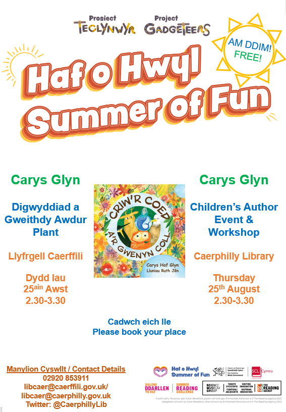 CaerphillyLibs's tweet photo. Ymunwch â ni am ymweliad gan awdur yn Llyfrgell Caerffili!

Join us for an author visit at Caerphilly Library!

#SummerOfFun @cazglyn @CaerphillyLib @CaerphillyCBC @readingagency https://t.co/n01uKwmwRK