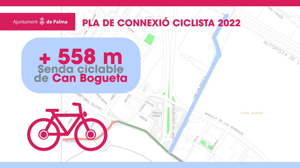 🚲🚧 Adjudicam les obres de #CanBogueta,que arrancaran al Setembre‼️.

➡️✈️La primera connexió ciclista i per a vianants, entre #PlatjadePalma i l’Aeroport, aprofitant un cami existent que ara, serà accessible i dignificat, per a tothom!💪.

Seguim cap a la #PalmaSostenible🌿