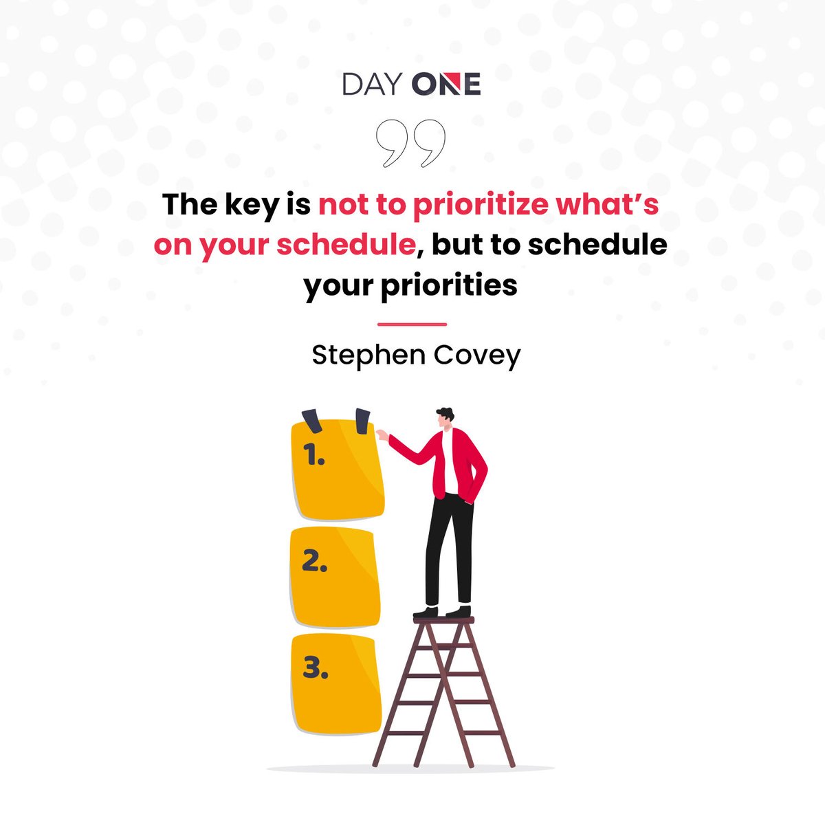 The key is not to worry about what's on your schedule, but to make your schedule fit the priorities you have. #monday #mondaythoughts #mondaymotivation #mondayblues #appdevelopment #dayone #dayonetech #appdevelopmentcompany #fintech #fintechapp