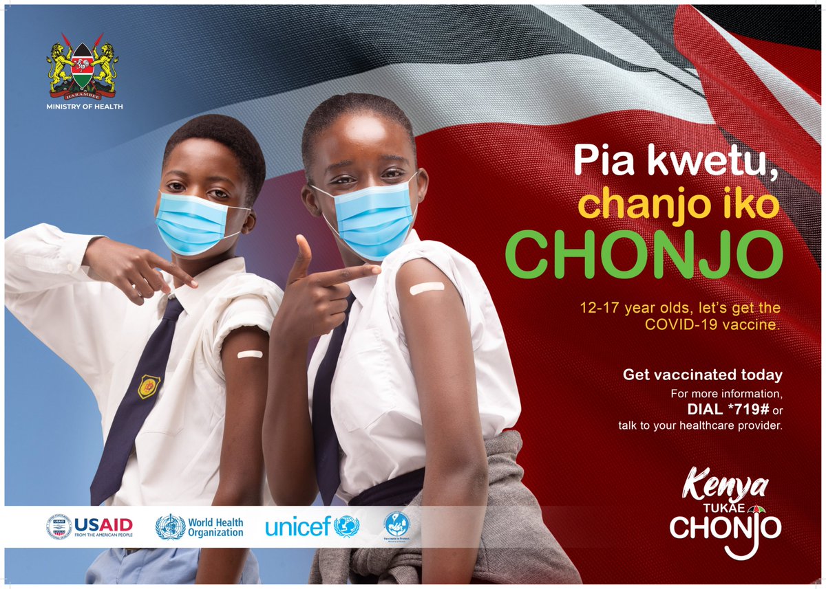 Unapojiandaa kupiga kura hakikisha umezingatia vigezo vya covid 19 ili kuzuia kusambaa kwa virusi vya korona. Pata chanjo katika kituo cha afya ilioko karibu na wewe.
<a href="/WHO/">World Health Organization (WHO)</a>  <a href="/USAIDKenya/">USAID Kenya</a> <a href="/UNICEFKenya/">UNICEF Kenya</a>