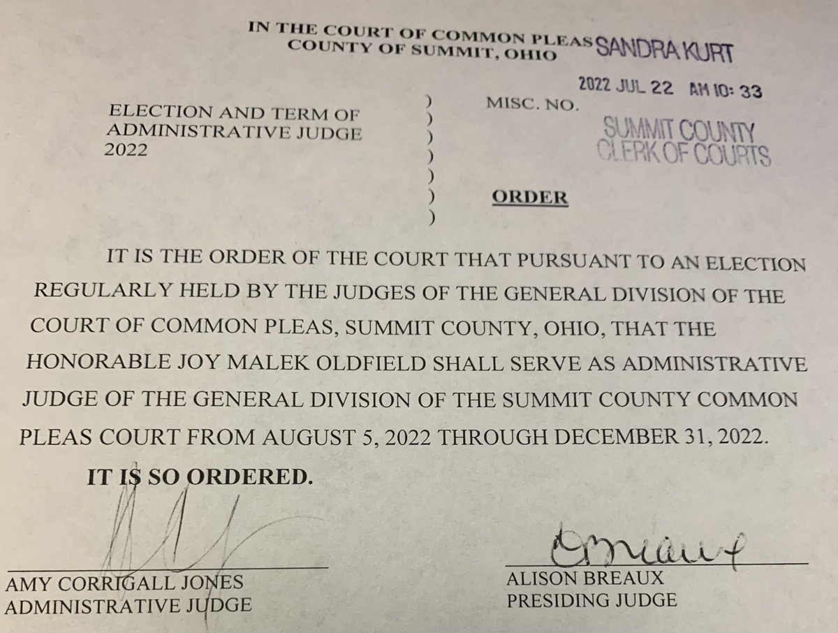 First day at Summit Cty Common Pleas w/out @KeepJudgeJones. During her 10 years of service, we elected her Administrative Judge for six years in a row! She started &amp; presided over Valor Court &amp; the SCORR Program. A true leader! Stay tuned for info about a ceremony in her honor.