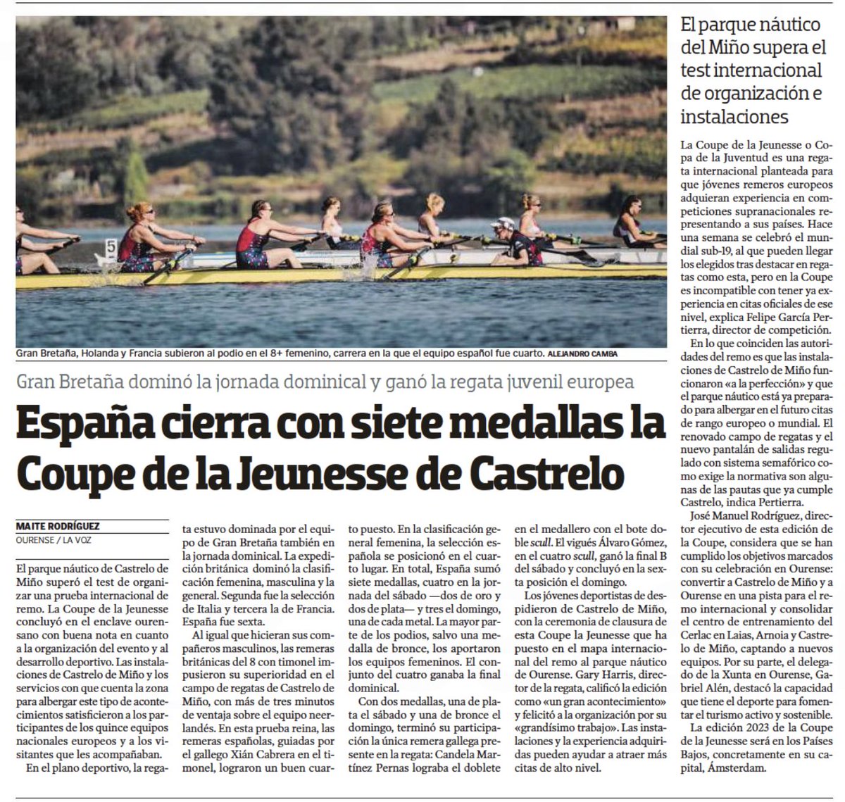 🗞 @VozOurense "España cierra con siete medallas la <a href="/CoupeOurense/">Le Coupe de la Jeunesse Ourense 2022</a> de la Jeunesse de Castrelo"
Gran Bretaña dominó la jornada dominical y ganó la regata juvenil europea
lavozdegalicia.es/noticia/ourens…
