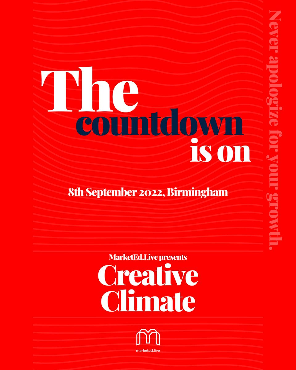marketedlive's tweet photo. We're officially into countdown territory, there's only one month until #MarketEdLive presents CreativeClimate! 🎉
If you haven't got your ticket yet, then you'd better shape up👇
https://t.co/ORWshJFuNT
#1MonthToGo #CreativeClimate #BirminghamEvents #Marketing https://t.co/AUuIbXh9Ly