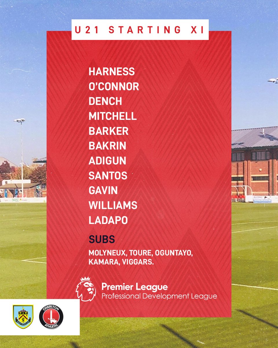 CAFCofficial's tweet photo. 📋 U21S | Here's how the young Addicks line up at @BurnleyOfficial this afternoon (2pm)...
We'll bring you all the key updates from throughout the afternoon.
🔴⚪ #cafc https://t.co/2zvWgPek9p