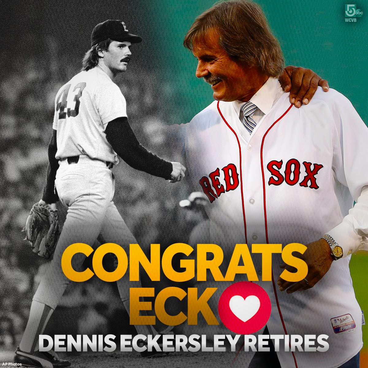 WCVB-TV Boston on X: JUST IN: Longtime Boston Red Sox broadcaster and MLB  Hall of Fame pitcher Dennis Eckersley is retiring.    / X