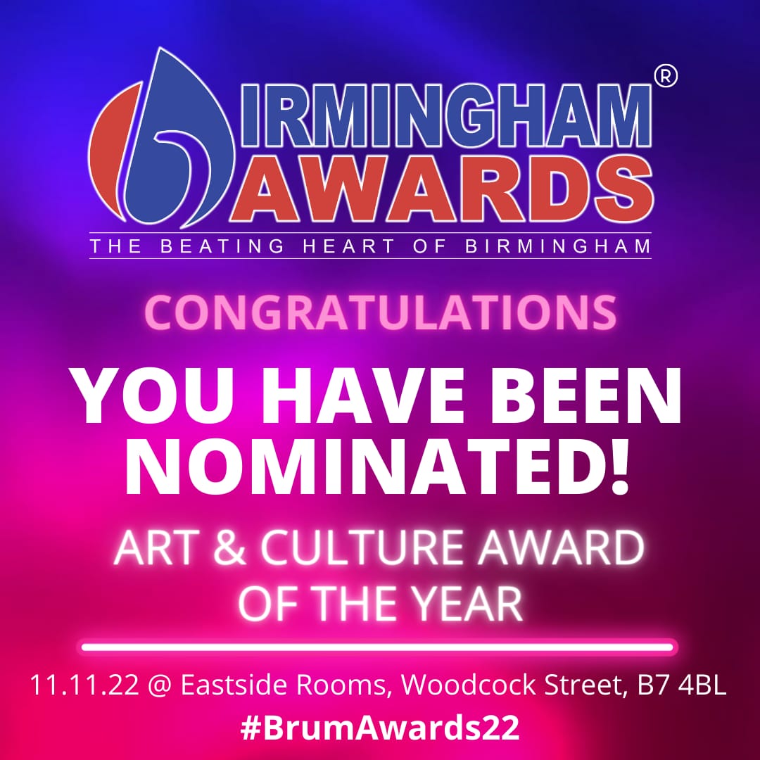 BirminghamAward's tweet image. Congratulations @hyperhype1 you have been nominated for 'Arts &amp;amp; Culture Award of the Year' at this year's @BirminghamAward
#BBrum #BProud #BrumAwards22