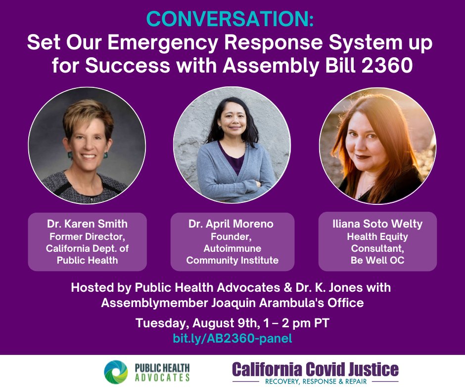 WeArePHA's tweet photo. We're ONE DAY away from our Aug. 9th conversation about passing #AB2360 to make our emergency response system work for everyone!
Register here: https://t.co/AUZRtCWAsf
Learn about community-based solutions and how to voice your support for this critical bill. https://t.co/PpBlNKUWkj
