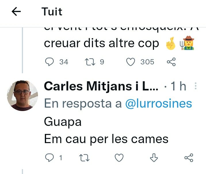 Feia temps que mo em trobava un asquerós de merda. Avui m' ha tocat. Us el presento es diu <a href="/carles_mitjans/">Carles Mitjans i Lloret</a> perquè veieu la merda masclista que volta per aquí també. I dit això, marxo de vacances una setmana. 🙋🏽‍♀️