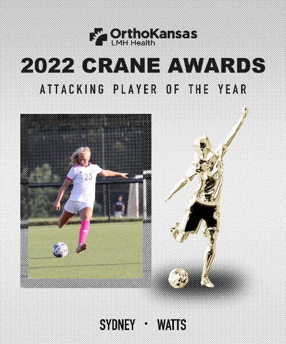 2022 CRANE AWARDS brought to you by LMH Health and Orthokansas🏆

The next C.R.A.N.E Award of the day recognizes the most outstanding attacking player of the season. Join us as we congratulate SYDNEY WATTS for receiving this award👏🏼

#KVFC2022 #FortheW