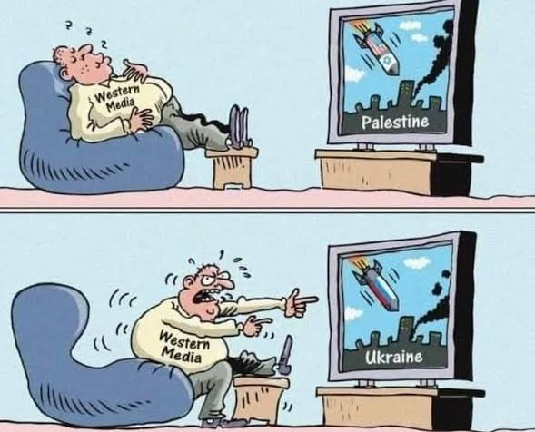 Double standards of western media. Raise your voice for Palestine.