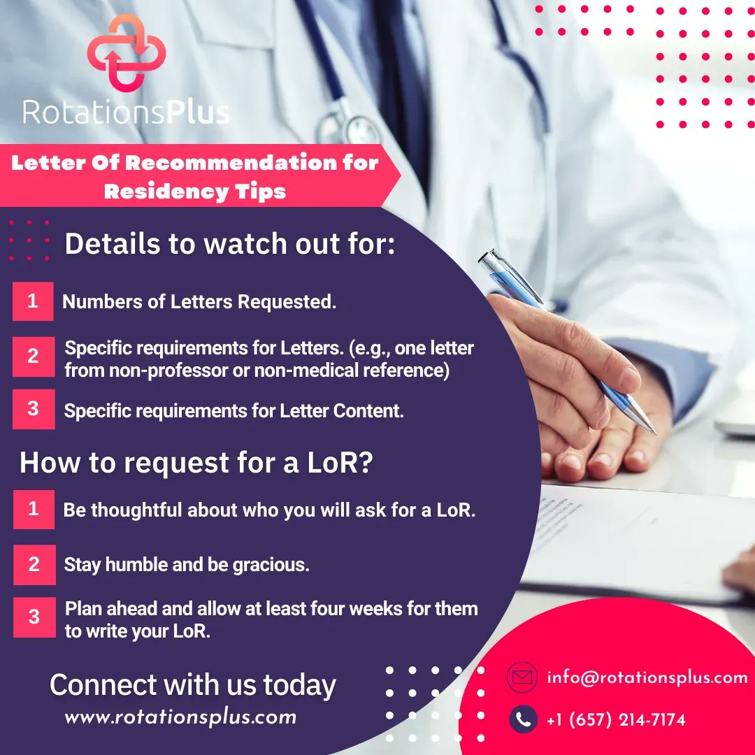 Even though most programs will ask for 3 LOR, some programs will want 4. It’s best to prepare 4 LOR just in case. 

#resident #medicine #medicalstudent #internationalmedicalgraduate #img #fmg #foreignmedicalgraduate #residencymatch #doctor #physician #IMG #usmle