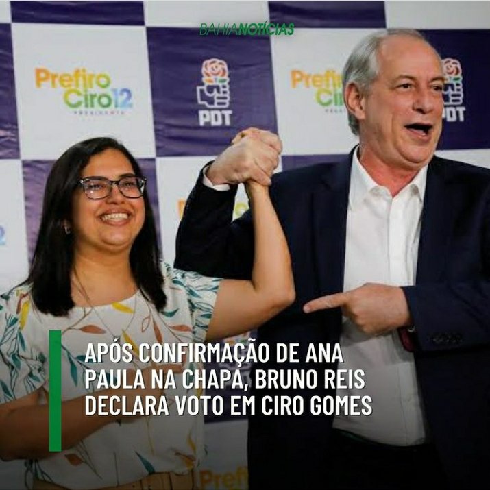 AldoQueirozz's tweet photo. Escolha acertada do @PDT_Nacional e @cirogomes em lançar o nome de @AnaPaulaMatosBA para compor a chapa que vai mudar o Brasil. E o apoio de @brunoreisba reforça que estamos no caminho certo.
#PrefiroCiro 
#CiroPresidente 
#PrefiroCiroeAnaPaula https://t.co/vINxXqVQPV