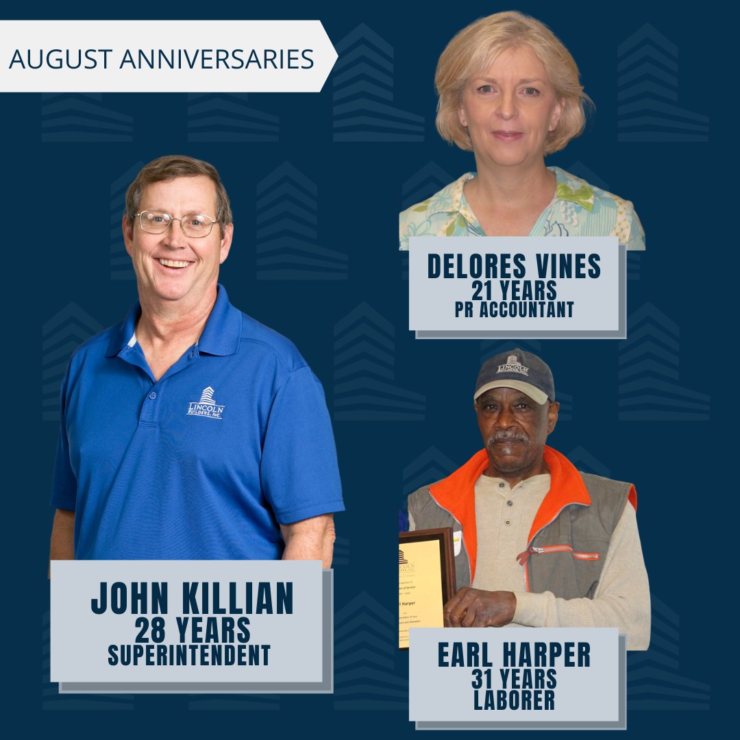 LincolnBuilder1's tweet photo. We are celebrating some pretty incredible work anniversaries this month at Lincoln Builders. When you are at a company for more than 20 years you have been apart of building the culture that exist within the team. Congratulations to each of you. #PowerOfIntegrity #LBILoyal https://t.co/klZUgs6xEB