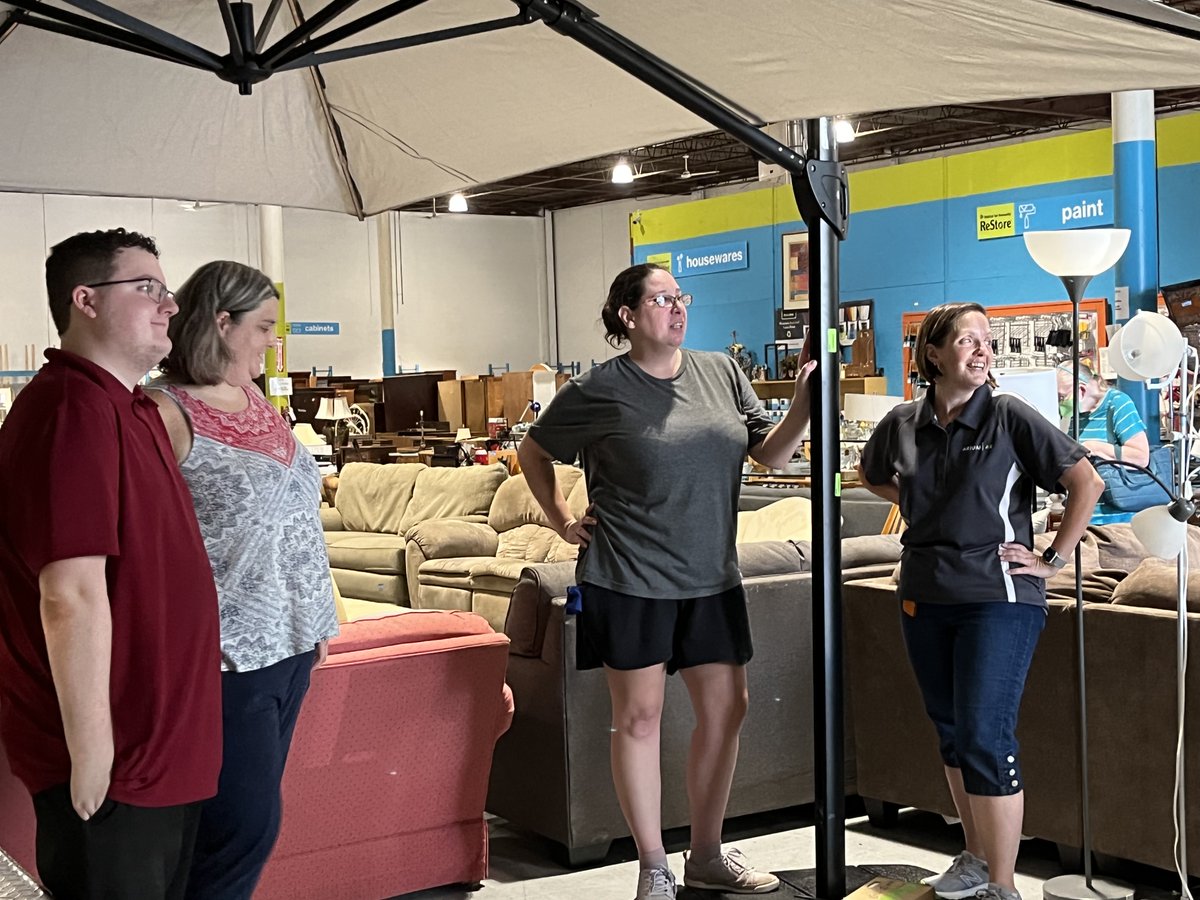AriumAE's tweet image. #AriumAE completed a rewarding day of service at @HabitatChes' Columbia ReStore. We moved a lot of furniture, reshuffled &amp;amp; unboxed merchandise, color-sorted trim, and put together a huge umbrella. #habitatforhumanity #habitatrestore 
#Architects #Engineers #InteriorDesigner