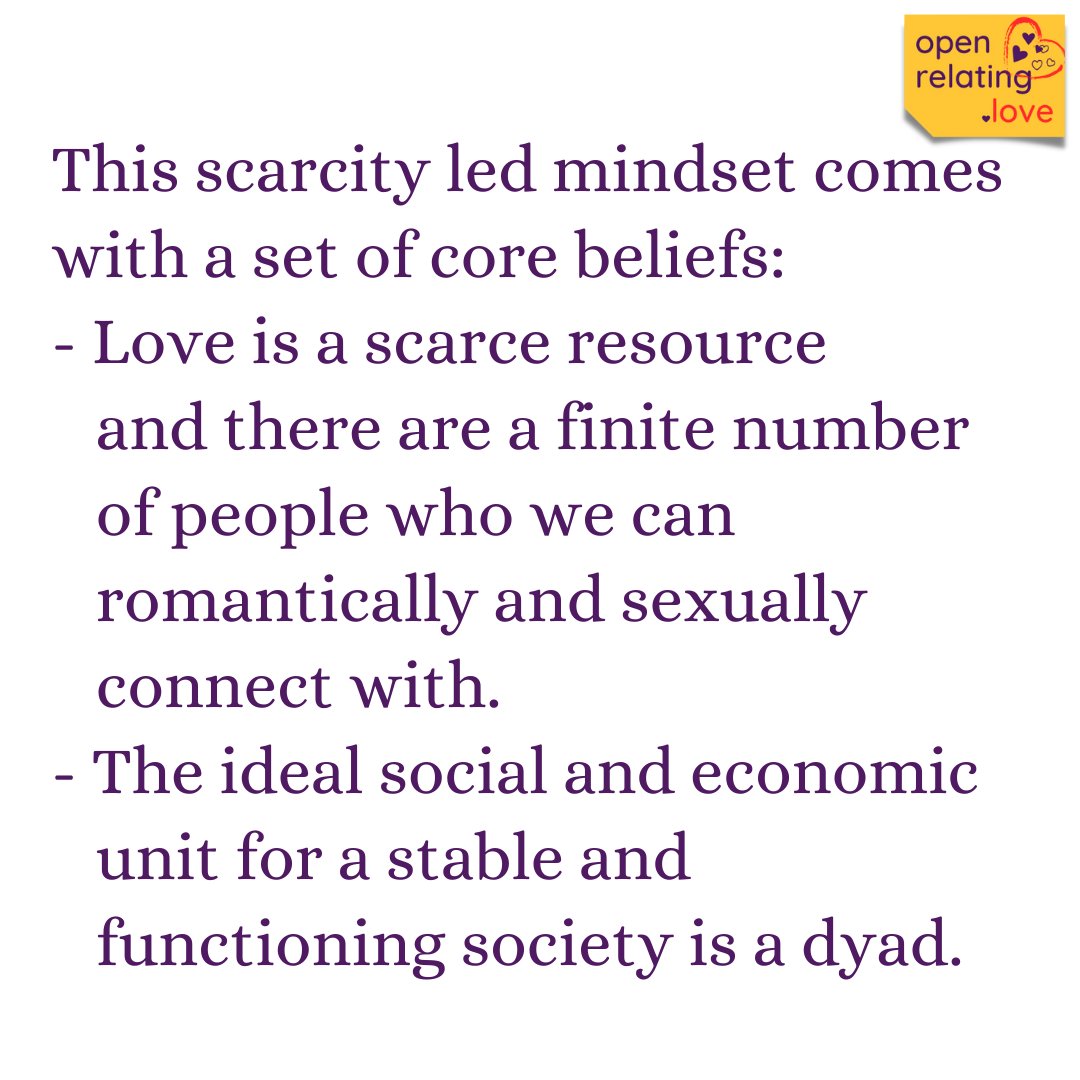openrelating's tweet photo. The A-Z of expansive relationships: Mono-Normativity
A narrow, and extremist mindset that believes Monogamy is the only true path of relationships.
This scarcity led mindset comes with a set of core beliefs. #agency #consciousrelating #relationships #mononormativity https://t.co/7S3ldofBK4
