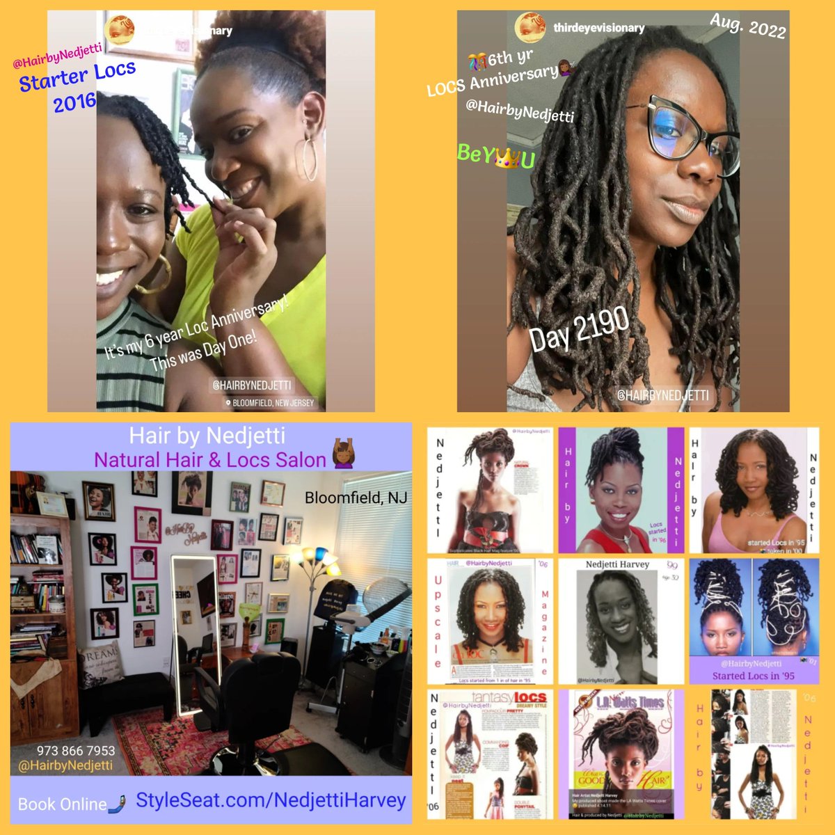 HairbyNedjetti's tweet photo. #HairMeOut®🎊 Happy 6th yr #LOCS Anniversary my
BeY❤️🖤💚Uiful #NaturalHairSalon client @juanitaChulita🤸🏾♀️
30yrs #Loctician #NedjettiHarvey started my #NaturalHair #StarterLocs in '16 from #DoubleStrands #Twists they're all grown up Village J🦋Y
#StarterLocs💫vibes
💖#Nedjetti https://t.co/CDSK4ZjIeQ
