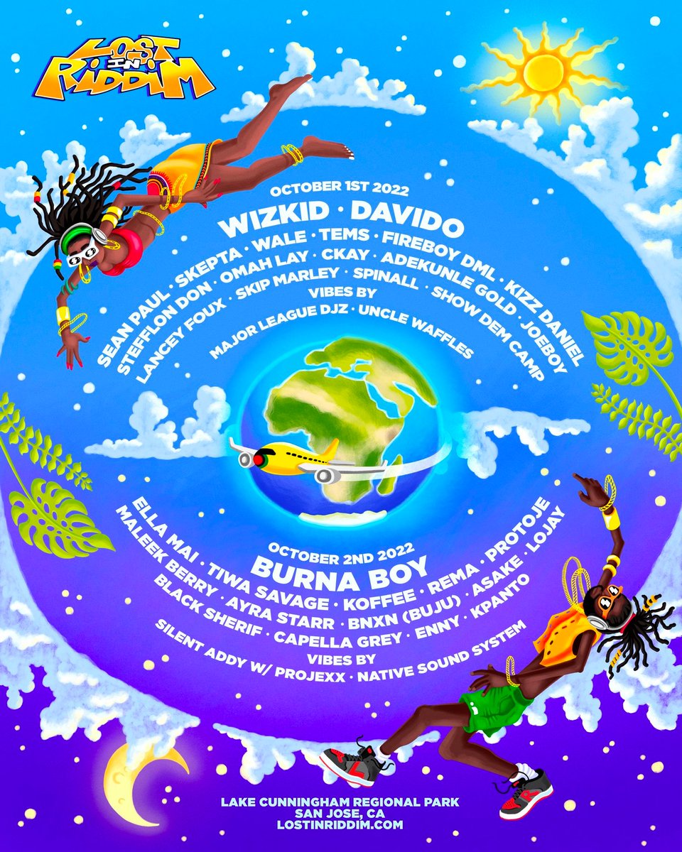 Check out Lost in Riddim Festival on October 1-2 in East San Jose, California featuring #BurnaBoy, #WizKid, and more! 

Tickets on sale now at lostinriddim.com <a href="/lostinriddim/">Lost In Riddim</a>