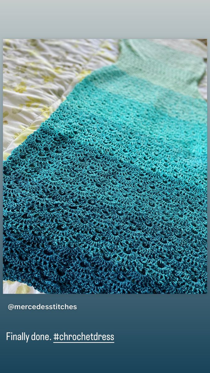 Today on an ‘ounce of serotonin’ times, I finished this dress. No I have to find a different break time craft to get me through code errors. #Crochet #risatroll