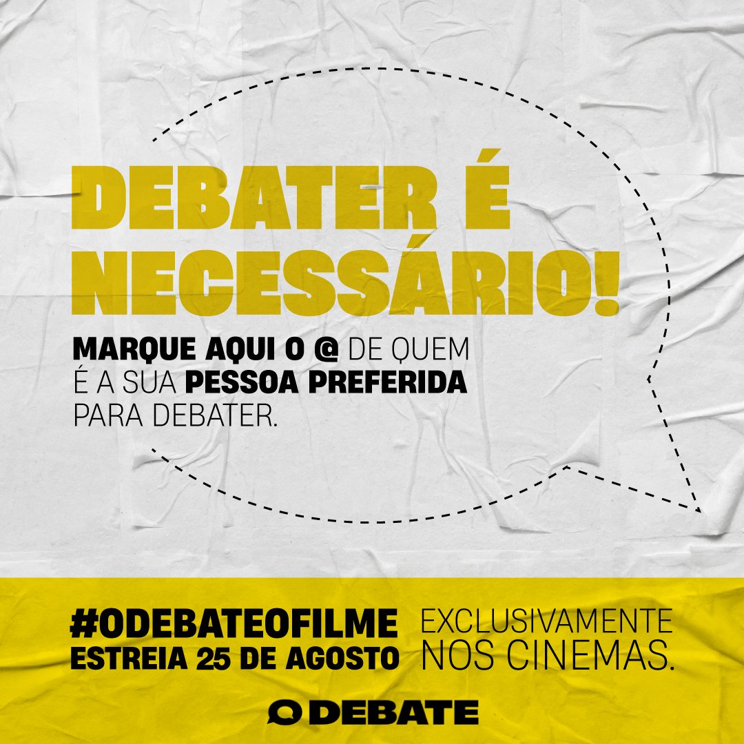 ODebateOFilme's tweet photo. Debater é fundamental para que diferentes ideias e diferentes visões de mundo sejam expostas e possam traçar um caminho mais certo rumo a um futuro melhor.

#ODebateOFilme estreia 25 de agosto, exclusivamente nos cinemas.

#GirosFilmes #SulAudiovisual #QueremosODebate https://t.co/hcA1qZJzIo