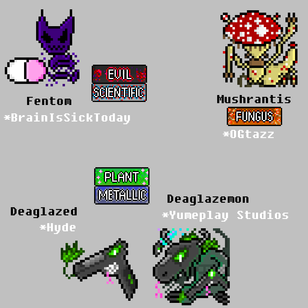 druggiemon1's tweet photo. ...and the winning entries for the design-a-druggie contest!🎨💊

Thank you so much!

#druggies #druggie #pixelart #indiegame #indiedev #pokemon #fakemon #monstertaming #monstertamer #gameboy #gb #gbc #art https://t.co/i8z8U0PCTy