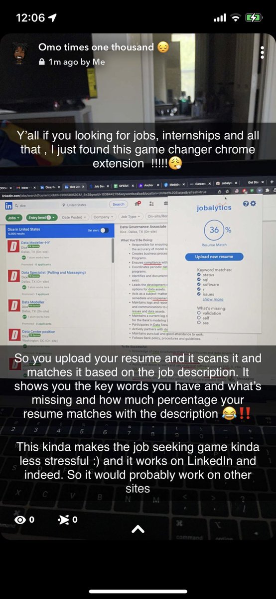 Callmehennyy's tweet photo. The extension is called Jobalytics 

#jobhack #jobsearch #LinkedIn #indeed https://t.co/QfdLzZ4YpP