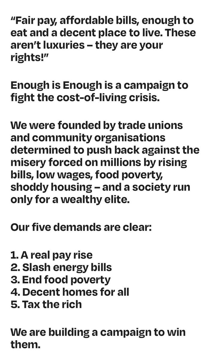 #WeSayEnough wesayenough.co.uk #EnoughIsEnough 
Working class people standing up & organising! ✊🏾💛🤞🏾💛