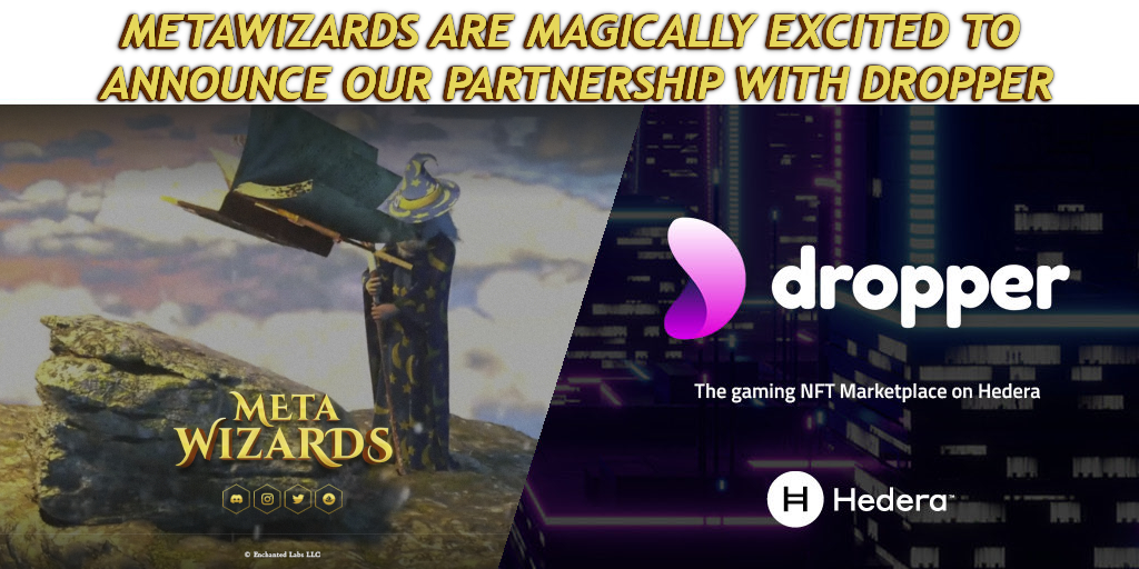 Today is a magical day as we are announcing another aspect of the wizard ecosystem...♻

We have partnered w/@DropperNFT, a leading esports/competitive online game launch platform🎮

They will help us roll out the ingame NFTs, tokenomics and expand the technology in the game 👾