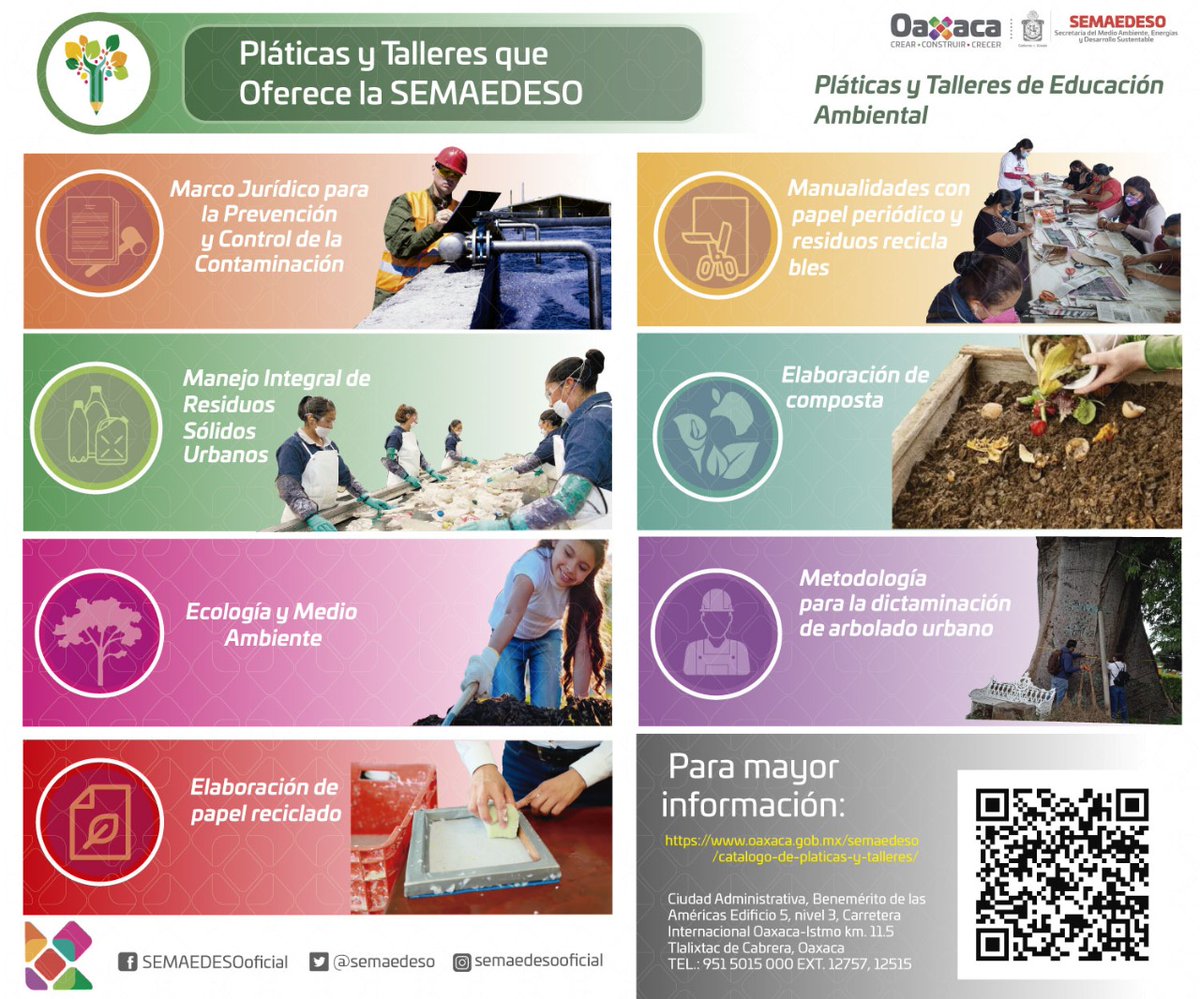 Ambiente_GobOax's tweet photo. #EducaciónAmbiental || ¿Ya conoces las pláticas y talleres en materia ambiental que ofrecemos en la #SEMAEDESO?
Escanea el Código QR, infórmate de la oferta de capacitación, participa con tu comunidad y descubre lo mucho que puedes aprender. 🌱♻️💚
#CulturaAmbiental https://t.co/Fw6mGidfHa