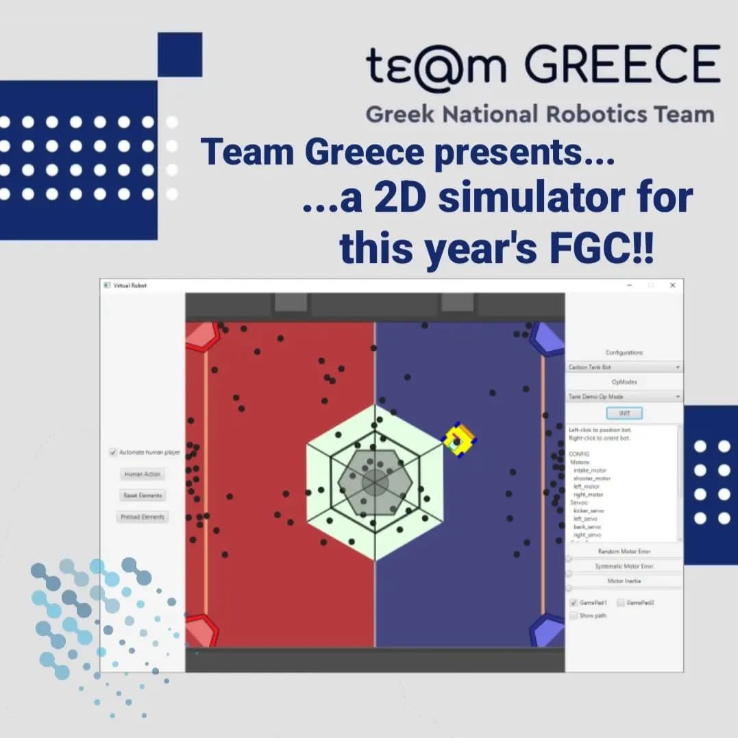 TeamgreeceF's tweet photo. Team Greece presents the 2D Simulator for this year's playing field! Our programming department developed this simulator so that all FGC teams can use it and test, explore and discover unlimited resources! https://t.co/NiK8cJHPIE
#FIRSTGlobal #FGC2022Geneva #FGCteamGreece #eduact https://t.co/4SsWjr5z5F