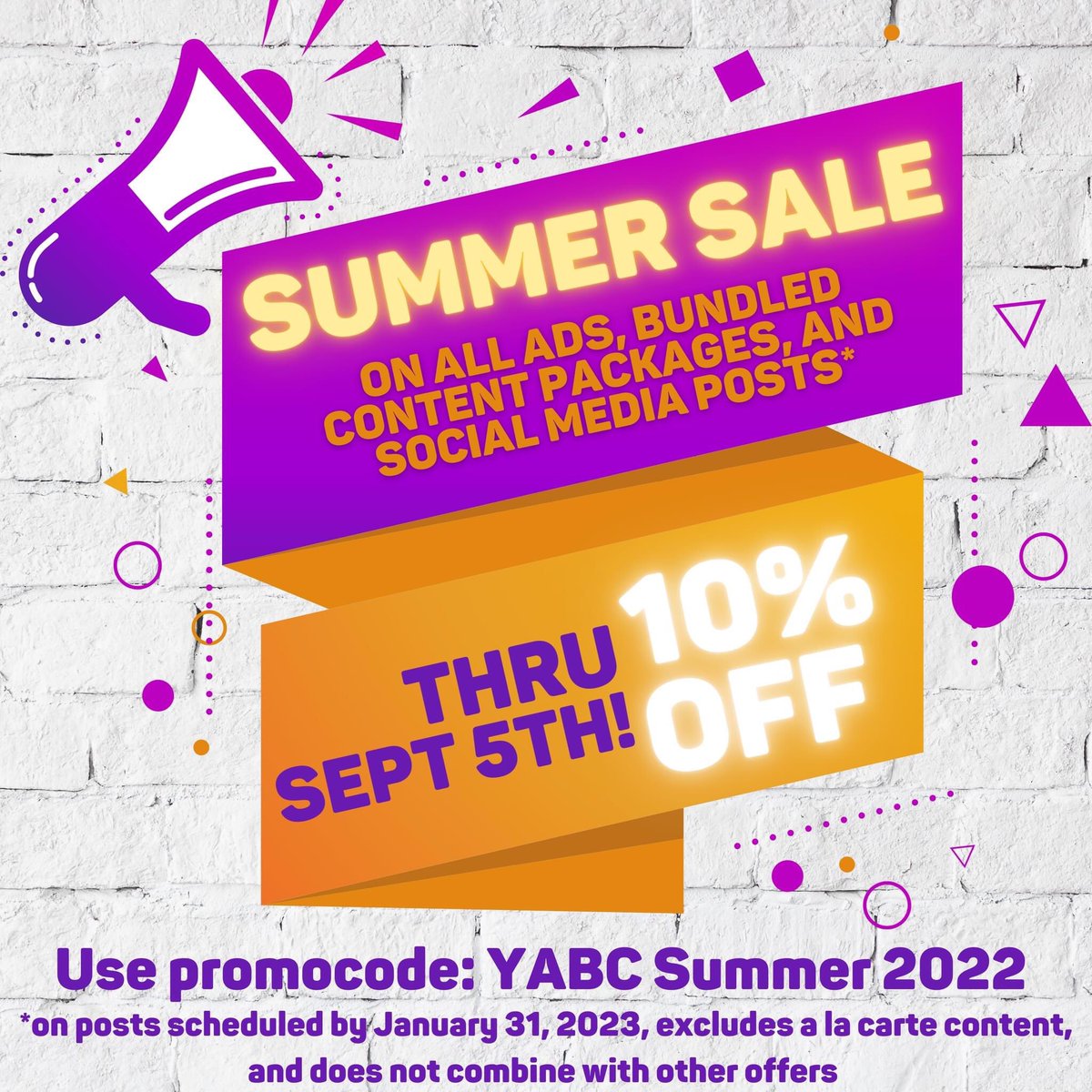 📣 YABC is having a sale! 📣               If you're interested in reaching more readers, please email connie.yabc@gmail.com to receive our current promotional kit and to redeem the offer!