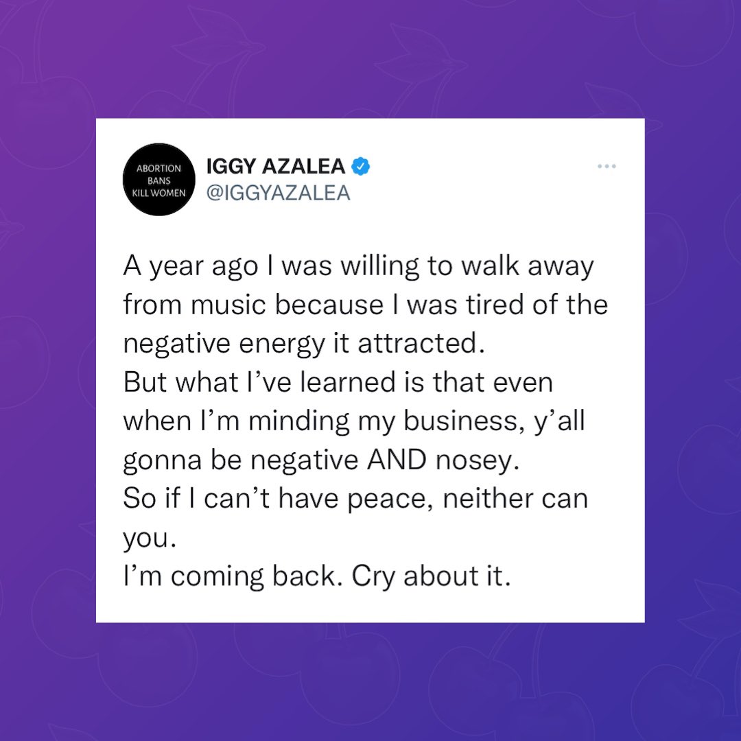 Iggy Azalea announces she’s returning to music. 🎶