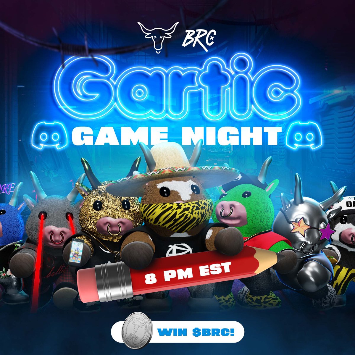 Join the Crew tonight at 8pm est for Gartic Game Night 🎮 🔥

It’s all goes down in our discord 👉 discord.gg/bullruncrew

#GetBullish 🐂🏴™️

#CRO #crofam #FFTB #BRC