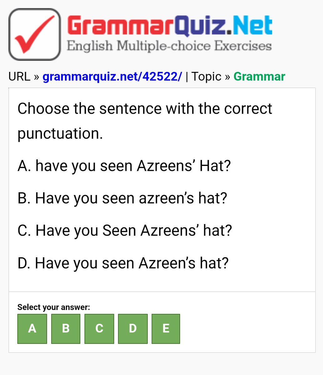 What is the correct answer? grammarquiz.net/42522/ #englishgrammarexercise #englishclub #quizoftheday #englishcourse #englishlanguage #easyenglish #toefl #toeic #ielts