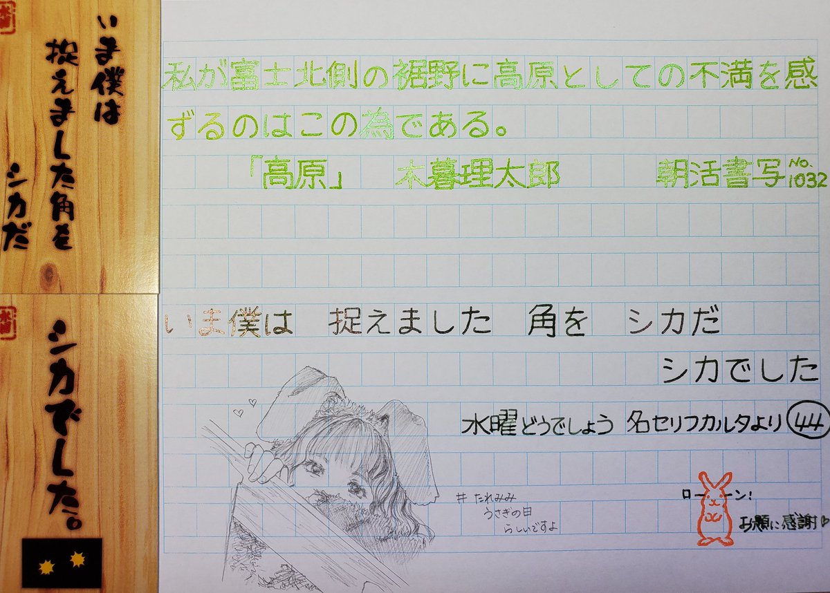 pajauma's tweet photo. 連投ッ( っ'-')╮ =͟͟͞͞ (tweet)ﾌﾞｫﾝ
最近 #朝活書写 に落書きしてないなぁ(←コラ)と思い、某ネット広告に居たｶﾜｲｺﾁｬﾝを連れてきた💕

待ちに待った #prismglass ｻﾝのリング💍が到着💌
薄明��とラメ感がサイコー😆✨カワイイ‼️

 #朝活書写_1032  #落書き  #アナログ絵 
 @milleglass https://t.co/8K5GdgOecU