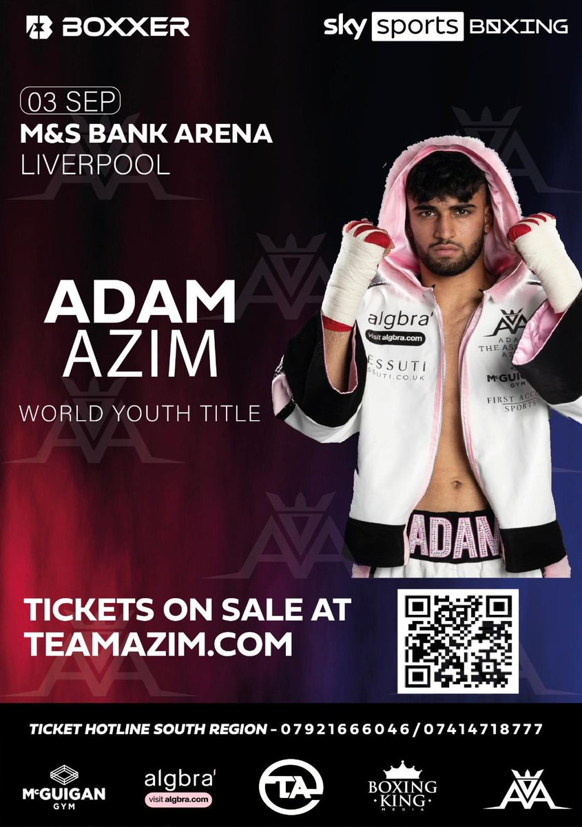 Tickets up for sale for my fight at the M&S Bank Arena Liverpool -  visit:

TeamAzim.com

Hospitality packages will be released soon.

#M&SBankArena #liverpool #liverpoolFC #youneverwalkalone #mosalah #klopp #skysportsnews #skysportsboxing #boxxer #benshalom