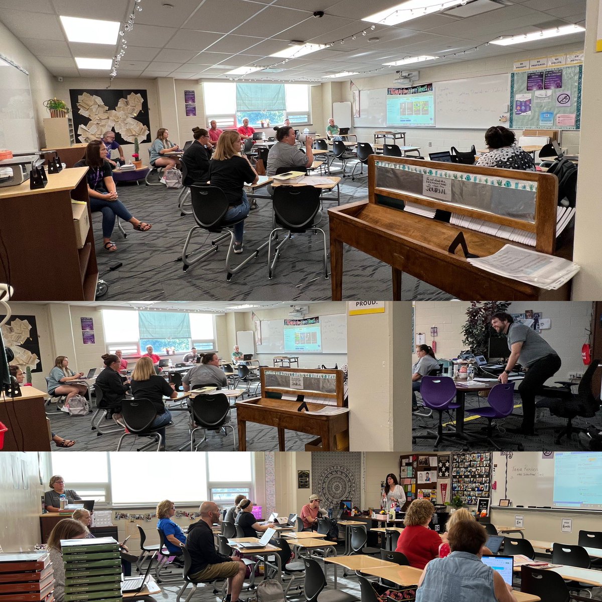 JoniSextonDLS's tweet photo. Learning about #IntoLit & #Writable @MCSD’s PD Day. Staff are working to learn how to integrate the materials within their classrooms. #MiddieRising #MakeYourMove #ThisIsWe https://t.co/KoQx5pgQaS