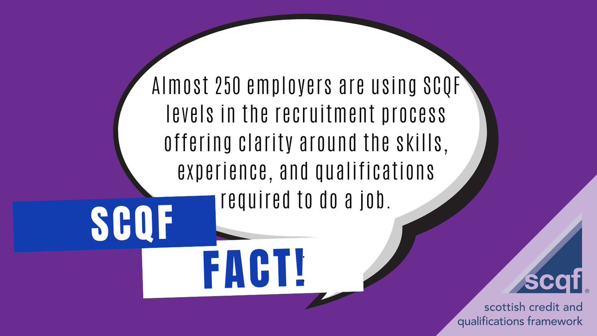 Almost 250 employers are using SCQF levels in the recruitment process offering clarity around the skills, experience, and qualifications required to do a job. Join our Inclusive Recruiter scheme scqf.org.uk/support/suppor… #SCQFfacts #HR #Recruitment #RecognisingSkills #Skills