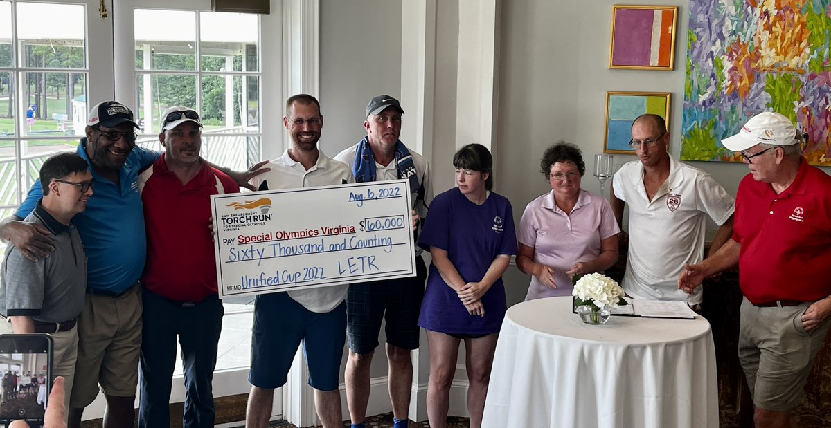CSLatVCU's tweet photo. CSL was proud to play in @SOlympicsVA Unified Cup. Among the SO golfers participating: Roger Johnson of Collinsville (who carried GB) 
Richmond's Graham Wright, Gold Medalist at USA Games &amp; Grace Ann Braxton who will be 1st Special Olympics athlete inducted into @VaSportsHoF https://t.co/zusLWpyiPU