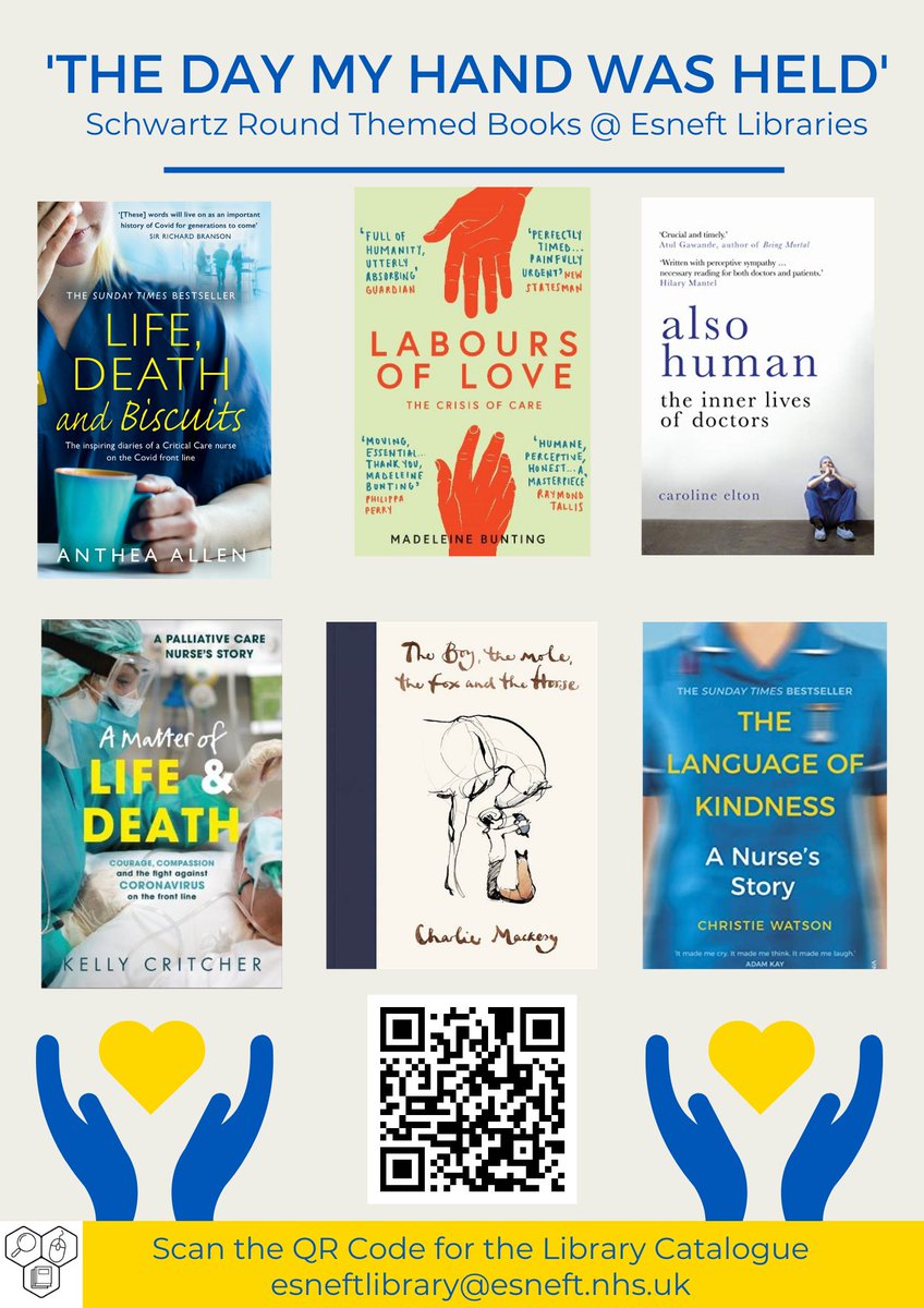 ESNEFT Libraries (@esneftlib) on Twitter photo Following today's moving and reflective Schwartz round, we want to highlight a few of our books that explore today's theme - including one that was used during discussion.
<a href="/Team_ESNEFT/">Team ESNEFT</a> <a href="/HWB_ESNEFT/">Health & Wellbeing at ESNEFT</a>
#Schwartzrounds #wellbeing #reflection Following today's moving and reflective Schwartz round, we want to highlight a few of our books that explore today's theme - including one that was used during discussion.
<a href="/Team_ESNEFT/">Team ESNEFT</a> <a href="/HWB_ESNEFT/">Health & Wellbeing at ESNEFT</a>
#Schwartzrounds #wellbeing #reflection