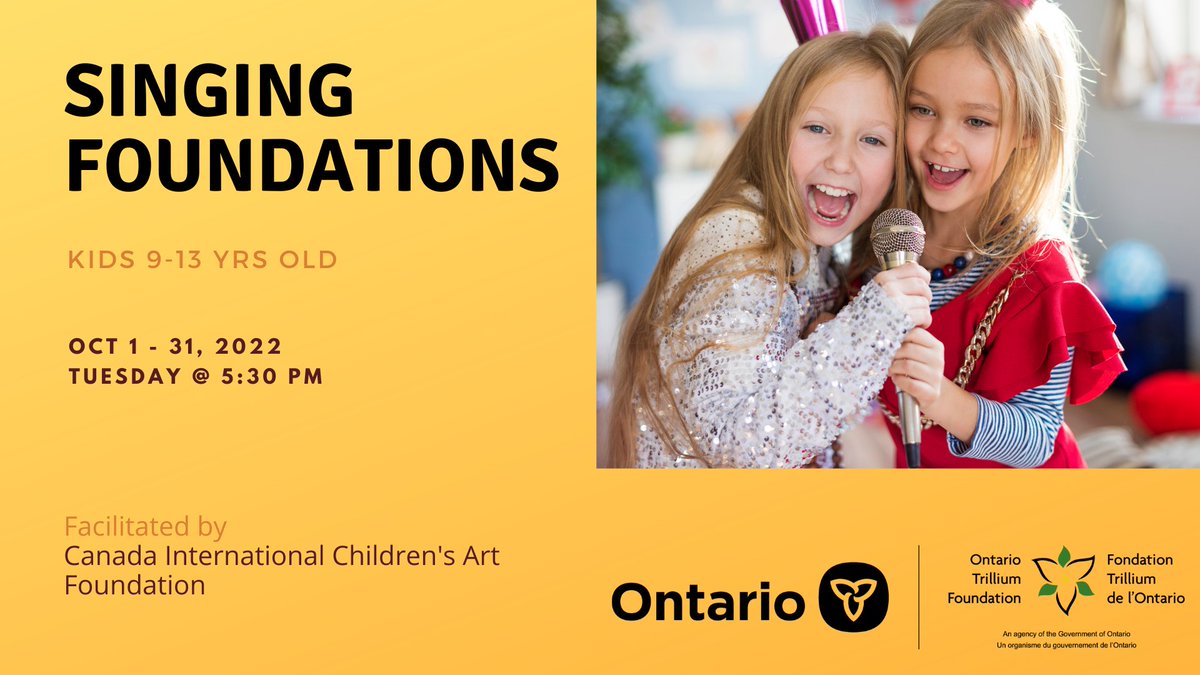 ChildrenArtFest's tweet photo. CICAF Virtual Singing Workshop🌟
Oct. 1st - 31st, 2022
Tuesdays 5:30 pm - 6:30 pm
https://t.co/KhmIGjIVd8
@ONTrillium
#childrenart #workshoponline #digitalart
#communityart #onlineartclass #onelineartwork #art #artwork #workshop #virtual https://t.co/mQScWxRz7W