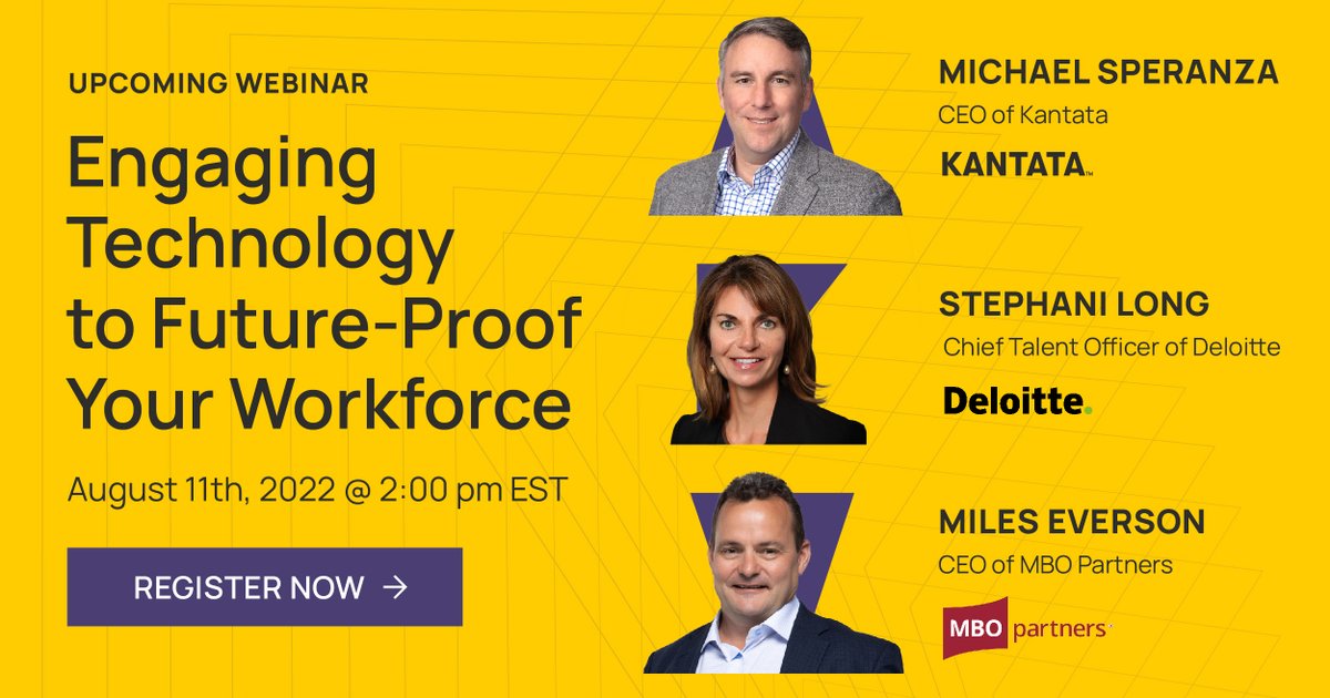 GoKantata's tweet image. The upcoming @Consulting_Mag webinar begins this Thursday (8/11) at 11:00am PST! 📆

Industry experts Michael Speranza, Stephani Long, and @Miles_Everson will explore the resources that allow firms to attract and retain top talent! 

Sign Up Link: hubs.li/Q01jnc6P0