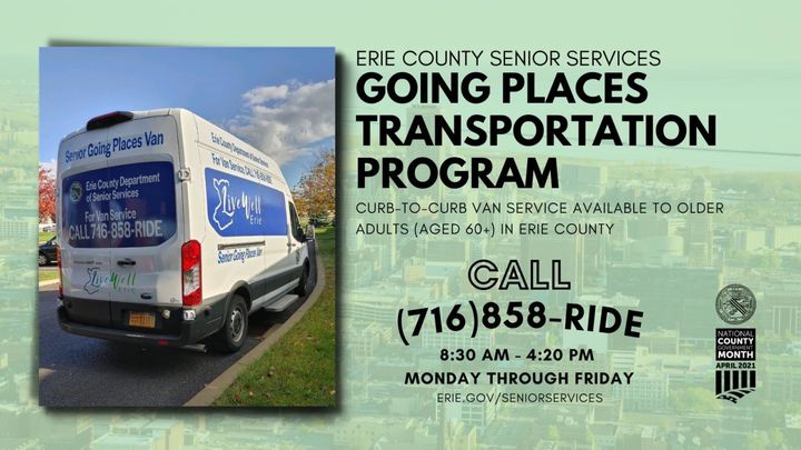 The Erie County Department of Senior Services (<a href="/ECSeniorSvcs/">Erie County Seniors</a>), with community partners, offers the Going Places Transportation Program to older adults (age 60+) for doctor's visits and other needs.

For more info, including how to schedule a ride, go to: www2.erie.gov/seniorservices…