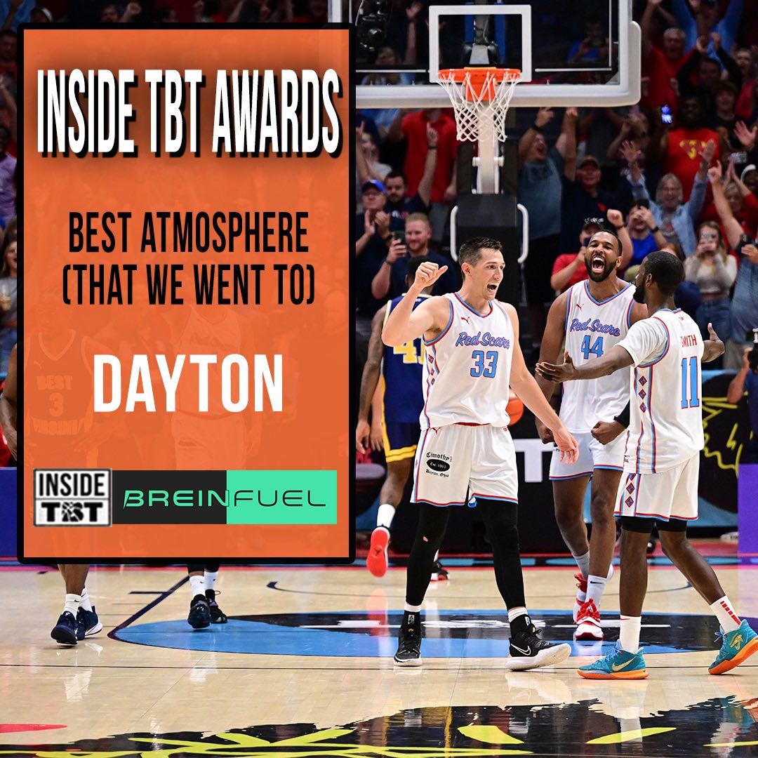 InsideTBTandTST's tweet photo. 🏆INSIDE TBT AWARDS🏆

The best atmosphere of @thetournament (that we were at) was Dayton‼️

- Presented by @Breinfuel https://t.co/Biy9lcKAl5