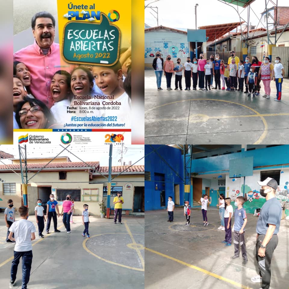 8 Agosto #Escuelasabiertas2022 Desde Táchira Municipio San Cristóbal, Parroquia La Concordia Escuela Córdoba Activos Plan Agosto Escuelas Abiertas Presentes Coordinación Comunidades Educativas, Coordinación Educación física deporte y Recreación para Nuestros Niños.