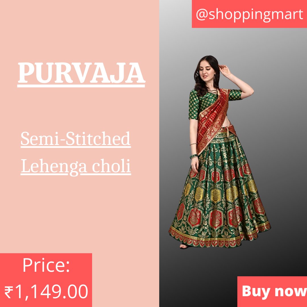 shoppingmart13's tweet photo. PURVAJA Women's Jacquard Semi-Stitched Lehenga choli
comment for order now.
https://t.co/6m0FczrgNE
product information.
Product Content: 1 Choli, 1 Lehenga, 1 Dupatta; Wash Care: Dry clean or hand wash in cold water.

#shoppingmart #lehenga #lehengacholi #lehengalove  #style https://t.co/AXiLoK6fxu