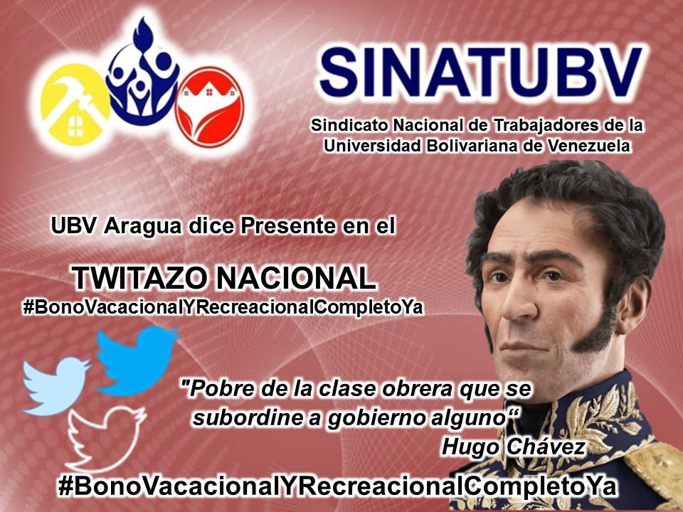En Aragua y todo el eje José Félix Ribas, hacemos un llamado a la unidad y lucha para el pago del #BonoVacacionalYRecreacionalCompletoYa  <a href="/carl_alberto12/">Sígueme y te sigo.</a> <a href="/Melitza2009/">Melitza</a> <a href="/mcpacheec/">Fernando  Pacheco M.</a> @Tauro82111 <a href="/j9662919/">jose gregorio</a> <a href="/eskeilatb/">Eskeila Troconis</a> <a href="/cesarenlaradio/">César Augusto Díaz L</a>